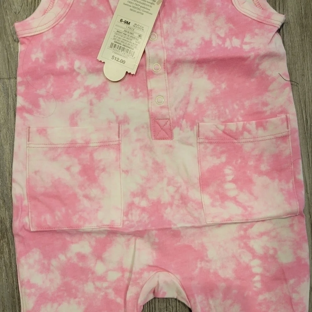 6-9 months | Cat & Jack Tie-dye Pink Romper